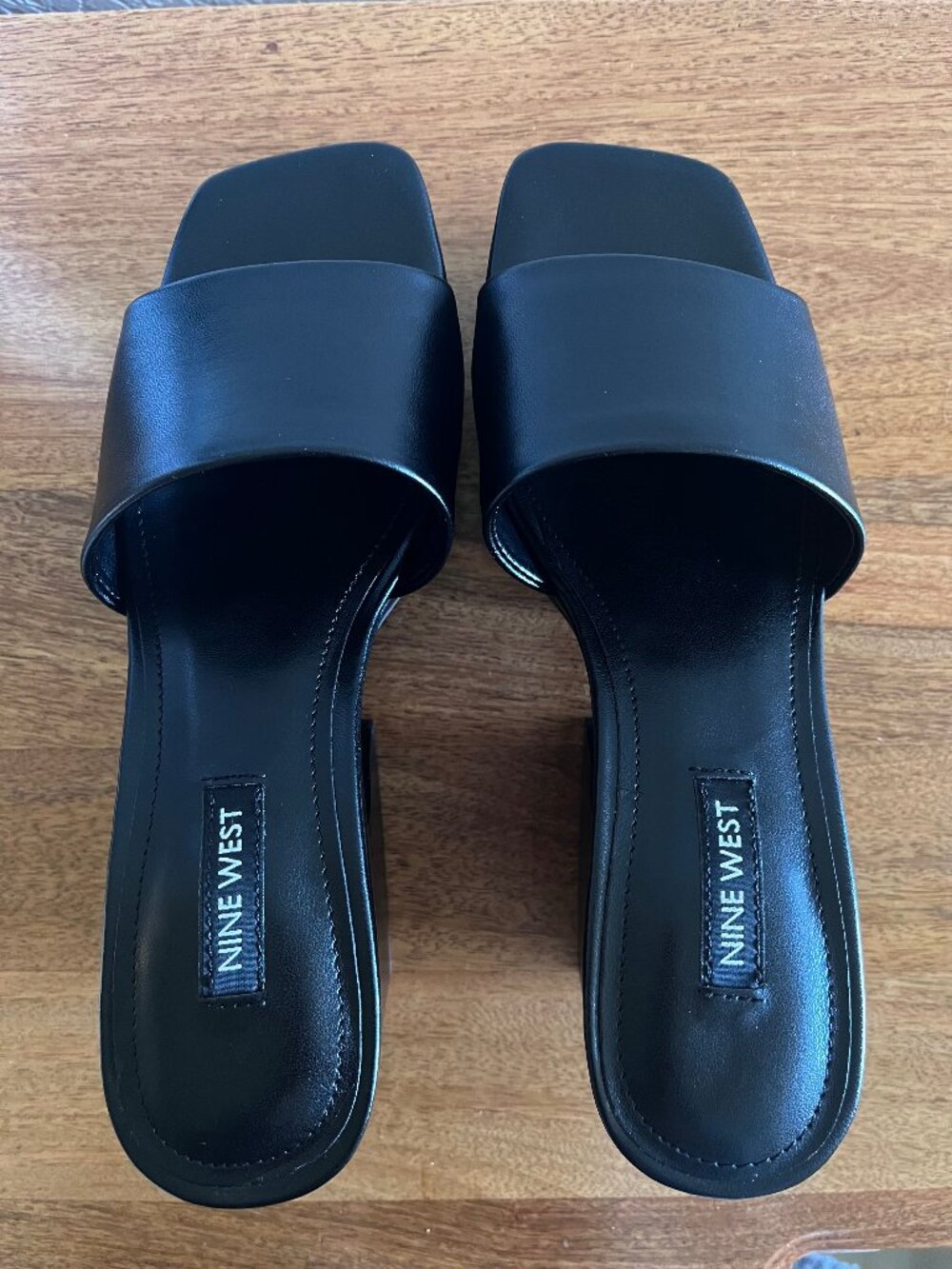 2 PAIRS!! Nine West Ivory & Black Oklee Platform Slide Heeled Mule Sandals 5.5 - Picture 2 of 14